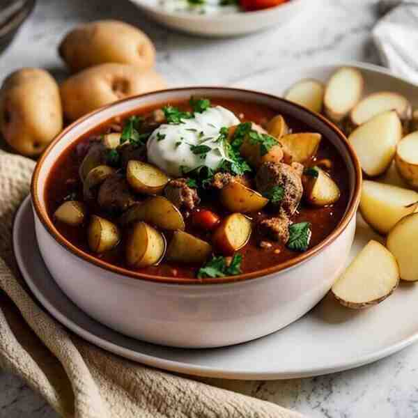 Гуляш из свинины с овощами и картофелем